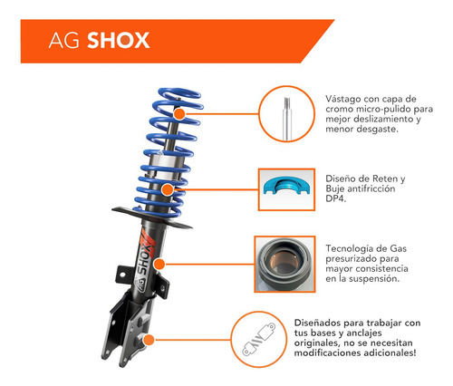 Imagen 3 de 6 de Amortiguadores Vastago Corto Ag Shox Seat Ibiza 6j 09-17