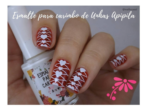 Imagem 2 de 3 de Esmalte Para Carimbo Unhas Apipila - Branco Cremoso.