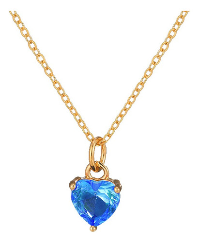 Collar Corazón Dije Azul Cristal Cadena Fina Joyería Mujer