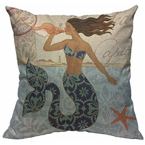 Ofloral Sirena Funda De Almohada Estrella De Mar Mar Cuento