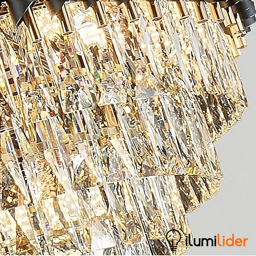 Lustre Pendente Nitrolux LTR018 Legitimo Cristal Luxuoso Clássico 80cm E14x1