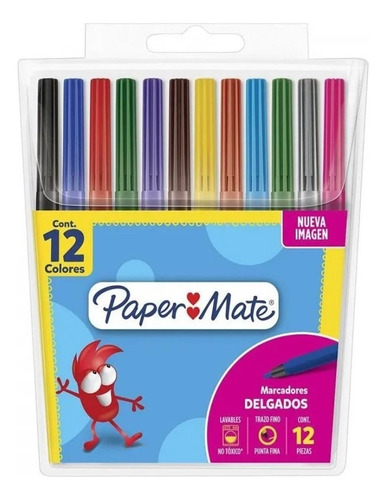 Marcadores Paper Mate Escolar X12 Colores Punta Fina