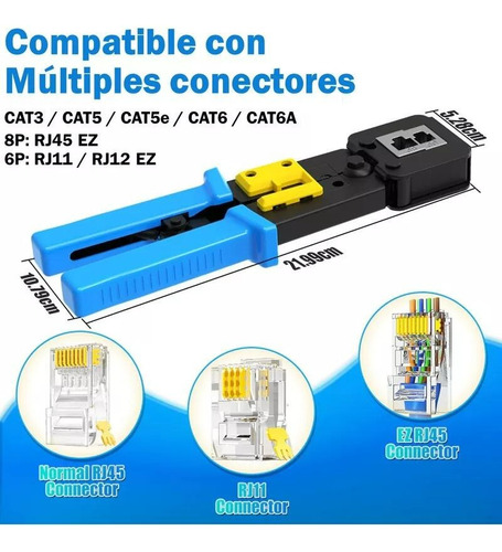 Crimpeadora Ez Rj45 +50 Conector Cat6 Prensa Anticorte