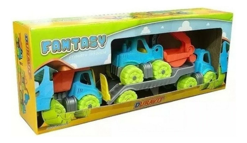 Set De 3 Camiones Duravit Volcador Excavadora Y Camion Playo Color Variado Personaje Camion