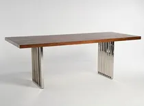 Comprar Mesa Comedor Acero Y Enchape De Madera