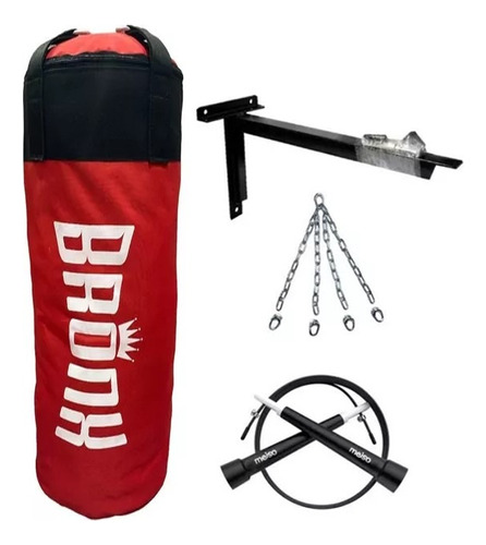 Bolsa Boxeo Relleno 0.90 Mts + Soporte Pared + Soga Saltar