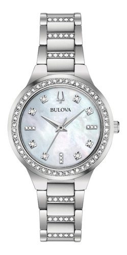 Reloj Bulova Dama Diamantes Box Set 96x147 + Collar Plata Color de la correa Plateado Color del bisel Plateado Color del fondo Blanco