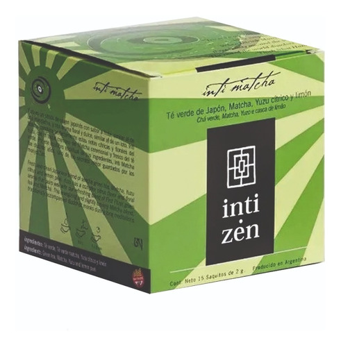 Te Inti Zen Te Verde, Matcha, Yuzu, Limon Caja X 15 Saquitos