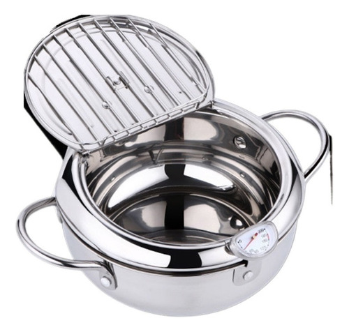 Japanese Style Tempura Deep Fryer Pot With Lid Thermometer 1