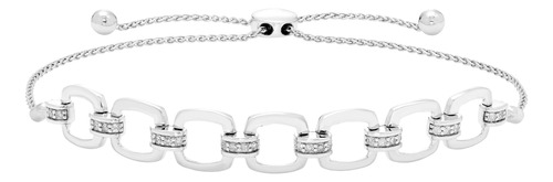 Brazalete Bolo De Plata De Ley 925 Con Diamantes Genuinos (c