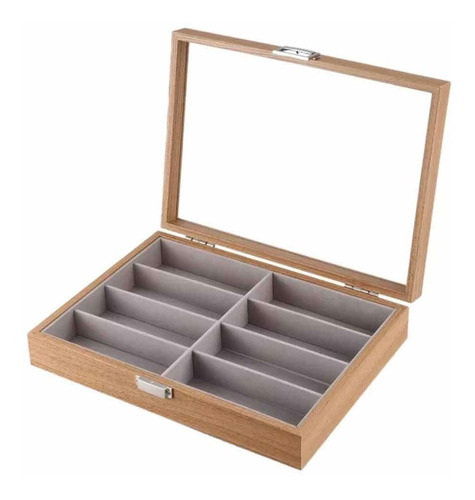 Caja En Madera Clara Para Guardar 8 Gafas Elegante,exclusiva