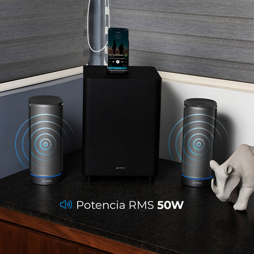Bocinas Inalambricas Acteck Dynamic Bs660 50w 2.0 Bluetooth Color Negro