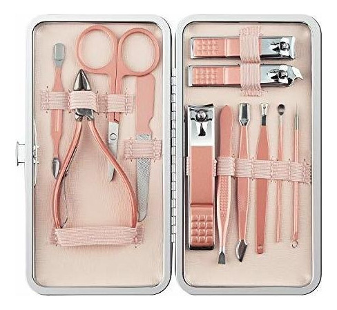 Kit De Manicura Y Pedicura Tijeras De Uñas Y  Mas 12en1 Ros