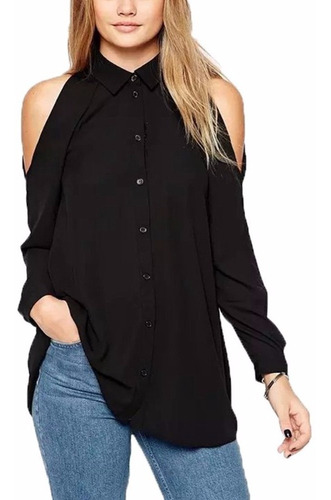 Camisa Camisola Seda Chifon Manga Larga Talla Especial