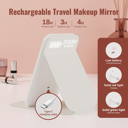 Easehold Espejo De Maquillaje De Viaje, Espejo De Maquillaje