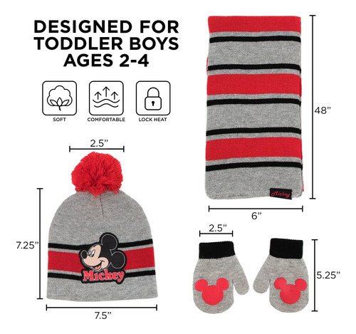 Set De Invierno Con Bufanda Y Guantes De Mickey Mouse Para N