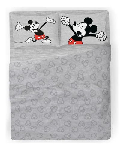 Jgo. Sábanas Mickey Grises 2 1/2 - Licencia Oficial Disney