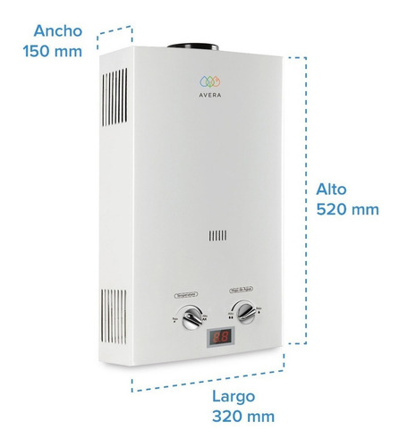 Imagen 7 de 10 de Calentador De Agua Para 1.5 Servicios. Gas Lp. Avera C8l.
