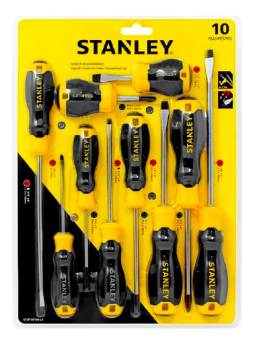 Desarmadores 10pzs Cruz Plano Stanley Stmt60100-la