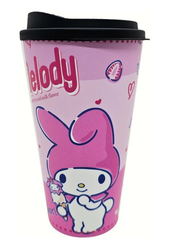 Vaso Oficial My Melody Sanrio Hello Kitty 550ml C/ Tapa