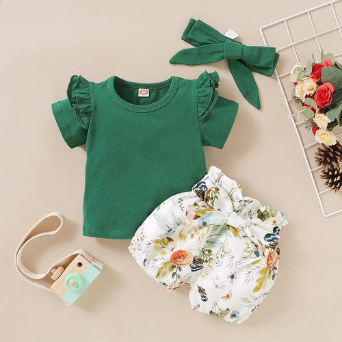 Conjunto De Short Y Camiseta Para Bebe Niña