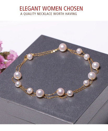 Collar De Perlas Cultivadas Y Oro 18k 45 Cm 3,5 Gramos 
