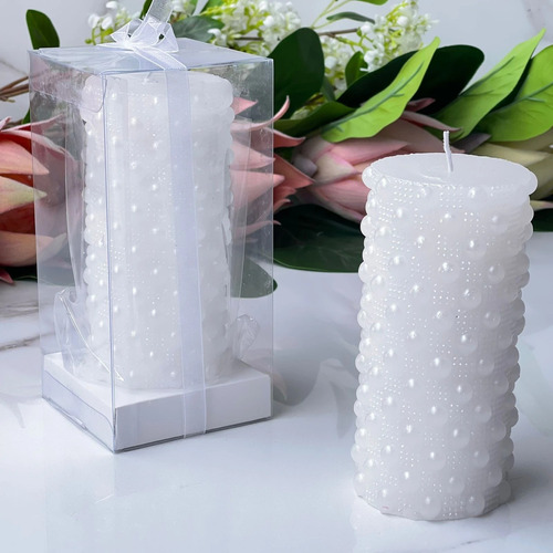 Juego De 2 Velas Decorativas Blanca Alto 13cm X Ø 7cm