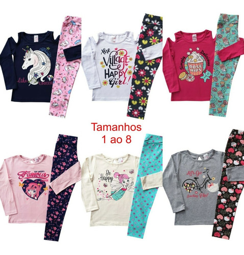 Kit 5 Conjunto Infantil Menina Roupas Femininas Frio Baratas