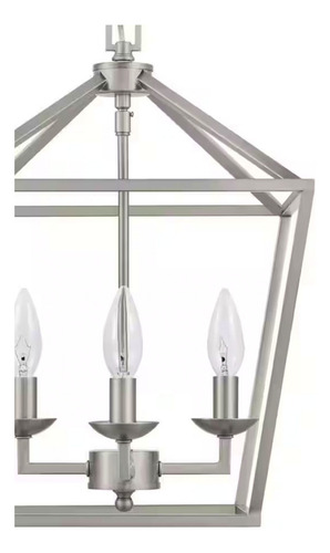 Lampara De Techo Moderna Colgante Estilo Rústico De 4 Luces Estructura Gris