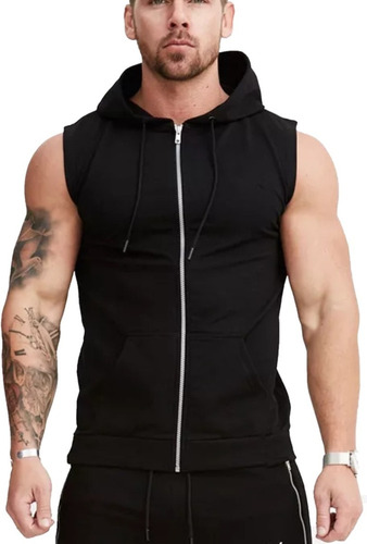 Chaleco Sudadera Ligera Spandex Slim Fit Entrenar Capucha