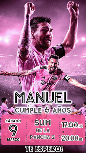 Invitación Digital Messi Inter Miami Whatsapp Cumpleaños