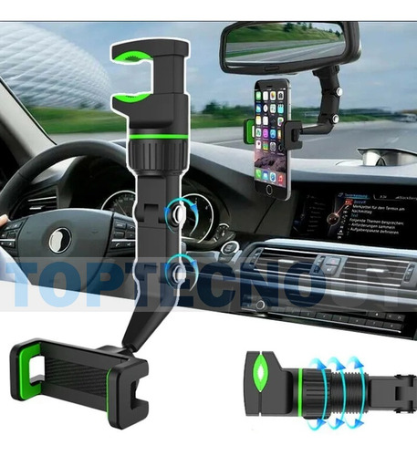 Imagen 2 de 5 de Soporte De Celular Universal Para Espejo Retrovisor Auto 360