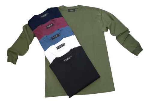 Remeras Lisas Basicas Mangas Largas Puro Algodon Para Hombre