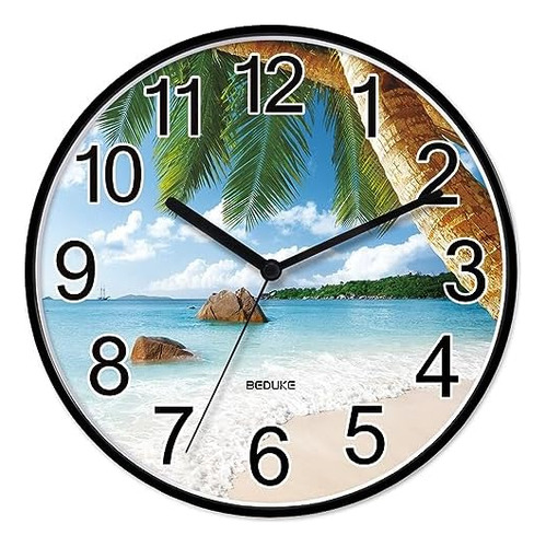 Reloj De Pared Sin Tictac, Gran Número, Costero, Playa, Func