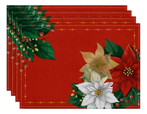 M Manteles Individuales De Navidad Rojos, Manteles De Mesa,