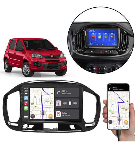 Kit Multimidia Carplay 9pol Uno 15 16 17 18 19-21 + Camera