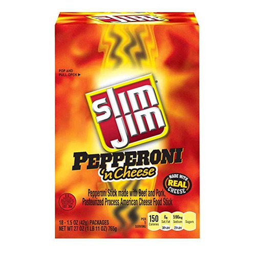 Slim Jim Pepperoni-n-chs - Box / 18