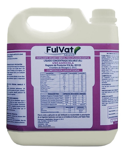 Fulvat Advance 100% Orgánico X 4 Lts