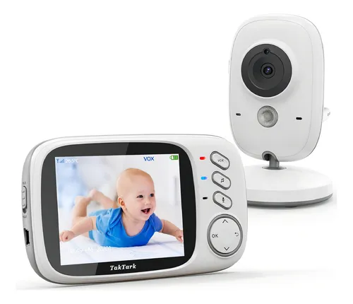 TakTark BM603 babá eletrônica com câmera noturna automática áudio bidirecional modo vox e sensor de temperatura cor branco
