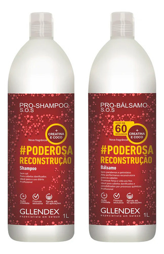 Gllendex Poderosa Reconstruccion Coco Shampoo + Enjuague 1l
