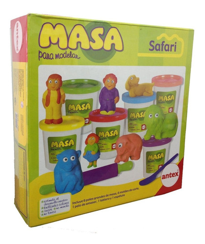 Imagen 1 de 4 de Masa Safari Animales Moldes Kit Antex Original