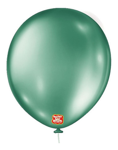 Balões São Roque Metalizado Nº 16 Redondo C/10un Cor Verde