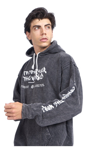 Buzo Canguro Frisado Hombre Overzide Estampado