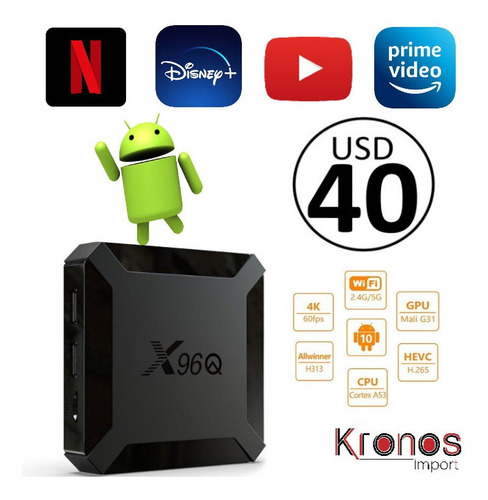 Tv Box Smart Tv 4k X96q Android Tv 10 2gb Ram + 16gb Rom