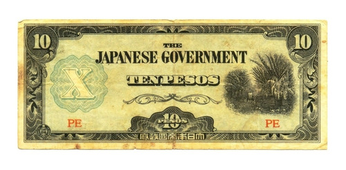 Billete Filipinas 10 Pesos 1942 * Intervención Japonesa Wwii