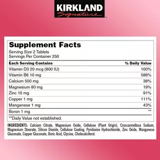 Kirkland Calcio Citrato, Magnesio, Zinc, Vitamin D3 500 Tabs
