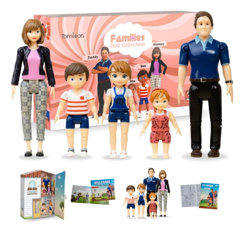 Juego De Muñecas Familia, Caja Se Transforma En Casa