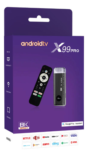 Streaming Tv Stick X99 Pro 4k Android Voz Google Assistant Negro De Voz