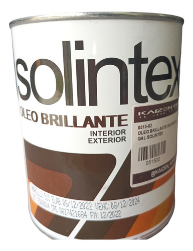 Pintura Esmalte Solintex Oleo Brillante 500 Amarillo 1/4