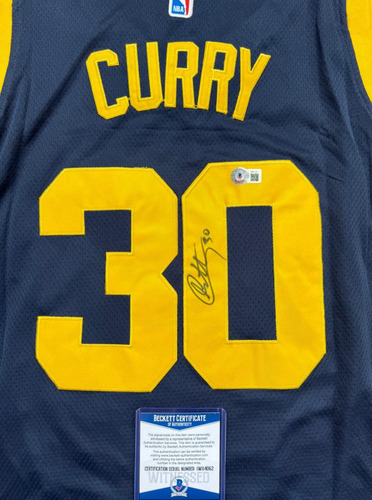 Playera Autografiada Por Stephen Curry Warriors Beckett
